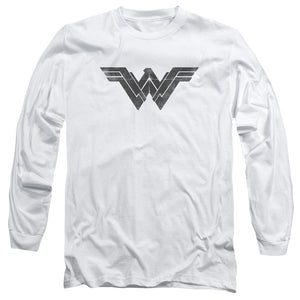 AN OFFCIALLY LICENSED BATMAN V SUPERMAN FOLDED AND DISTRESSED MEN'S LONG SLEEVE T-SHIRT WHITE