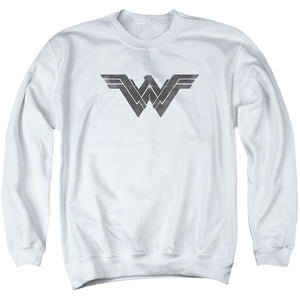 AN OFFCIALLY LICENSED BATMAN V SUPERMAN FOLDED AND DISTRESSED ADULT UNISEX CREWNECK SWEATSHIRT WHITE