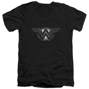 AN OFFCIALLY LICENSED BATMAN V SUPERMAN GLOW EMBLEM MEN'S V-NECK T-SHIRT BLACK