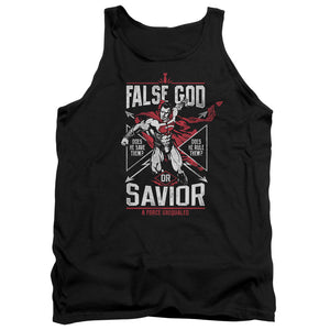 AN OFFCIALLY LICENSED BATMAN V SUPERMAN FALSE GOD OR SAVIOR ADULT UNISEX TANK TOP BLACK