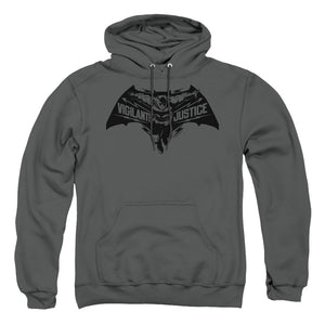 AN OFFCIALLY LICENSED BATMAN V SUPERMAN VIGILANTE JUSTICE ADULT UNISEX PULLOVER HOODIE CHARCOAL