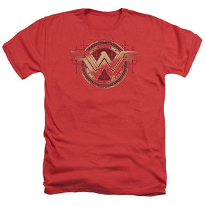 AN OFFCIALLY LICENSED BATMAN V SUPERMAN WONDER SHIELD MEN'S HEATHER T-SHIRT RED
