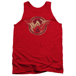 AN OFFCIALLY LICENSED BATMAN V SUPERMAN WONDER SHIELD ADULT UNISEX TANK TOP RED