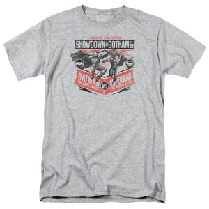 AN OFFCIALLY LICENSED BATMAN V SUPERMAN SHOWDOWN IN GOTHAM MEN'S REGULAR FIT T-SHIRT ATHLETIC HEATHER