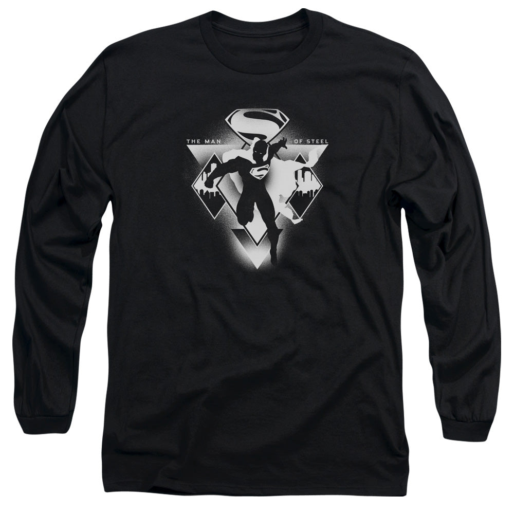 AN OFFCIALLY LICENSED BATMAN V SUPERMAN TRIPLE DIAMOND MEN'S LONG SLEEVE T-SHIRT BLACK