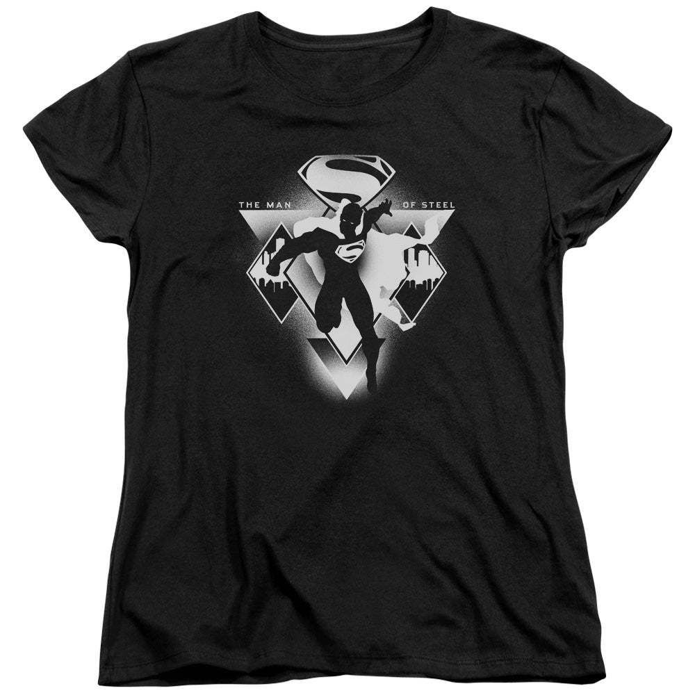 AN OFFCIALLY LICENSED BATMAN V SUPERMAN TRIPLE DIAMOND WOMEN'S REGULAR FIT T-SHIRT BLACK