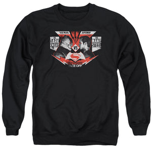 AN OFFCIALLY LICENSED BATMAN V SUPERMAN ULTIMATE FACE OFF ADULT UNISEX CREWNECK SWEATSHIRT BLACK