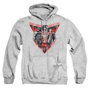 AN OFFCIALLY LICENSED BATMAN V SUPERMAN BATLLE FOR GOTHAM ADULT UNISEX PULLOVER HOODIE ATHLETIC HEATHER