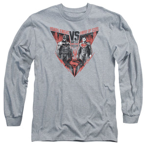 AN OFFCIALLY LICENSED BATMAN V SUPERMAN BATLLE FOR GOTHAM MEN'S LONG SLEEVE T-SHIRT ATHLETIC HEATHER