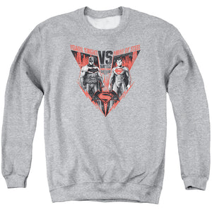 AN OFFCIALLY LICENSED BATMAN V SUPERMAN BATLLE FOR GOTHAM ADULT UNISEX CREWNECK SWEATSHIRT ATHLETIC HEATHER