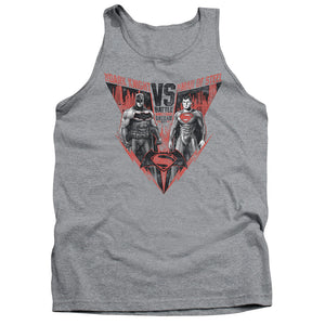 AN OFFCIALLY LICENSED BATMAN V SUPERMAN BATLLE FOR GOTHAM ADULT UNISEX TANK TOP ATHLETIC HEATHER