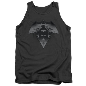 AN OFFCIALLY LICENSED BATMAN V SUPERMAN FEAR ADULT UNISEX TANK TOP CHARCOAL