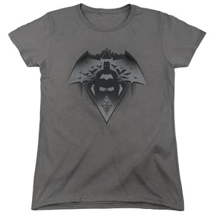 AN OFFCIALLY LICENSED BATMAN V SUPERMAN FEAR WOMEN'S REGULAR FIT T-SHIRT CHARCOAL