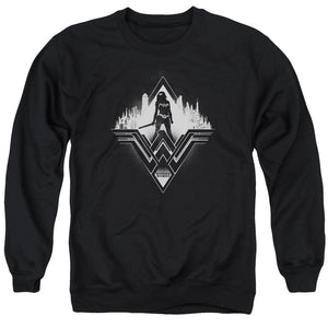 AN OFFCIALLY LICENSED BATMAN V SUPERMAN CITY WARRIOR ADULT UNISEX CREWNECK SWEATSHIRT BLACK