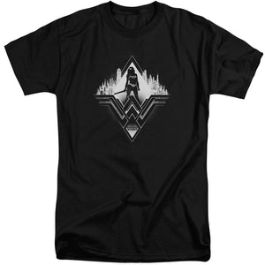 AN OFFCIALLY LICENSED BATMAN V SUPERMAN CITY WARRIOR MEN'S TALL FIT T-SHIRT BLACK