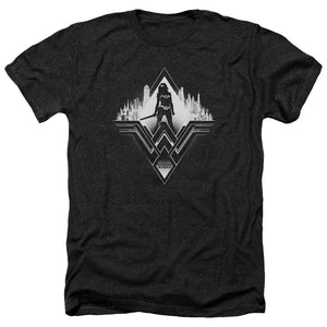 AN OFFCIALLY LICENSED BATMAN V SUPERMAN CITY WARRIOR MEN'S HEATHER T-SHIRT CHARCOAL
