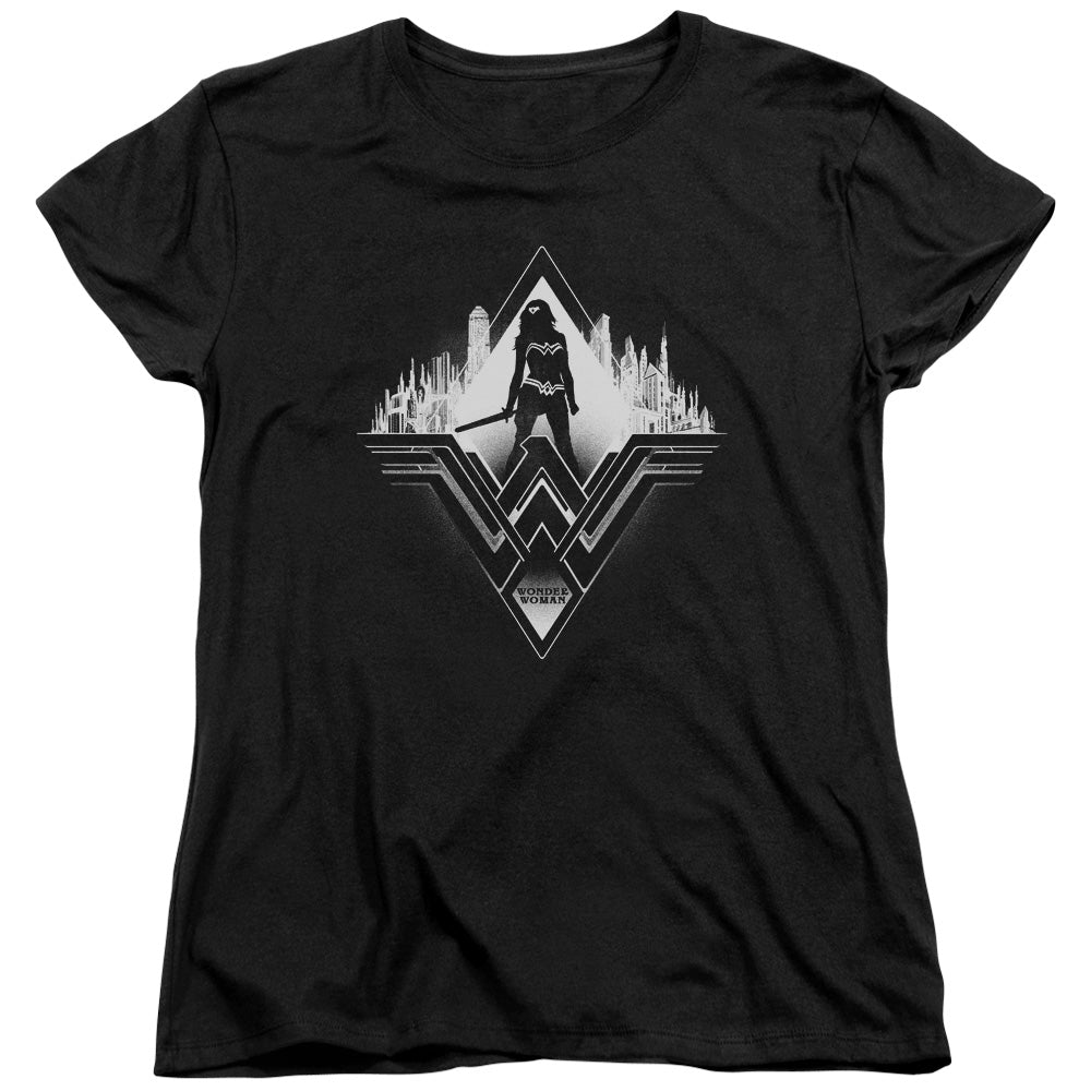 AN OFFCIALLY LICENSED BATMAN V SUPERMAN CITY WARRIOR WOMEN'S REGULAR FIT T-SHIRT BLACK