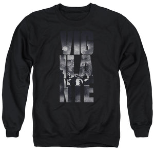 AN OFFCIALLY LICENSED BATMAN V SUPERMAN RAINY VIGLANTE ADULT UNISEX CREWNECK SWEATSHIRT BLACK