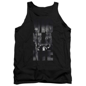AN OFFCIALLY LICENSED BATMAN V SUPERMAN RAINY VIGLANTE ADULT UNISEX TANK TOP BLACK