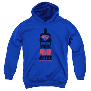 AN OFFCIALLY LICENSED BATMAN V SUPERMAN SUPER JUSTICE YOUTH HOODIE ROYAL