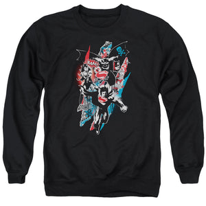 AN OFFCIALLY LICENSED BATMAN V SUPERMAN RIPPED TRIO 2 ADULT UNISEX CREWNECK SWEATSHIRT BLACK