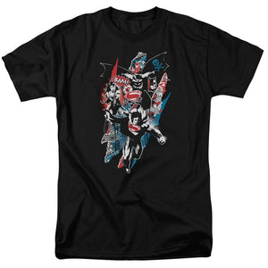 AN OFFCIALLY LICENSED BATMAN V SUPERMAN RIPPED TRIO 2 MEN'S REGULAR FIT T-SHIRT BLACK
