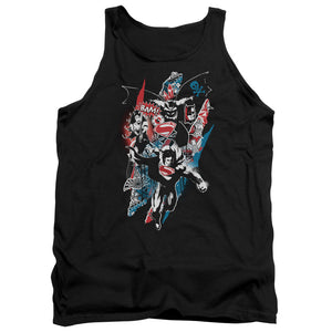 AN OFFCIALLY LICENSED BATMAN V SUPERMAN RIPPED TRIO 2 ADULT UNISEX TANK TOP BLACK