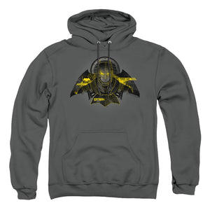 AN OFFCIALLY LICENSED BATMAN V SUPERMAN BATMAN TECH ADULT UNISEX PULLOVER HOODIE CHARCOAL