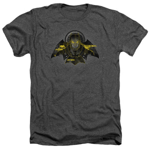 AN OFFCIALLY LICENSED BATMAN V SUPERMAN BATMAN TECH MEN'S HEATHER T-SHIRT CHARCOAL
