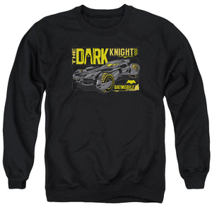 AN OFFCIALLY LICENSED BATMAN V SUPERMAN MOBIL DARK KNIGHT ADULT UNISEX CREWNECK SWEATSHIRT BLACK