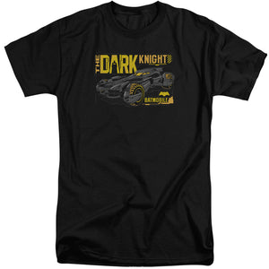 AN OFFCIALLY LICENSED BATMAN V SUPERMAN MOBIL DARK KNIGHT MEN'S TALL FIT T-SHIRT BLACK