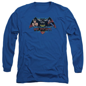 AN OFFCIALLY LICENSED BATMAN V SUPERMAN TOGETHER WE FIGHT MEN'S LONG SLEEVE T-SHIRT ROYAL
