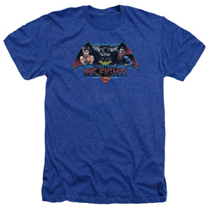 AN OFFCIALLY LICENSED BATMAN V SUPERMAN TOGETHER WE FIGHT MEN'S HEATHER T-SHIRT ROYAL