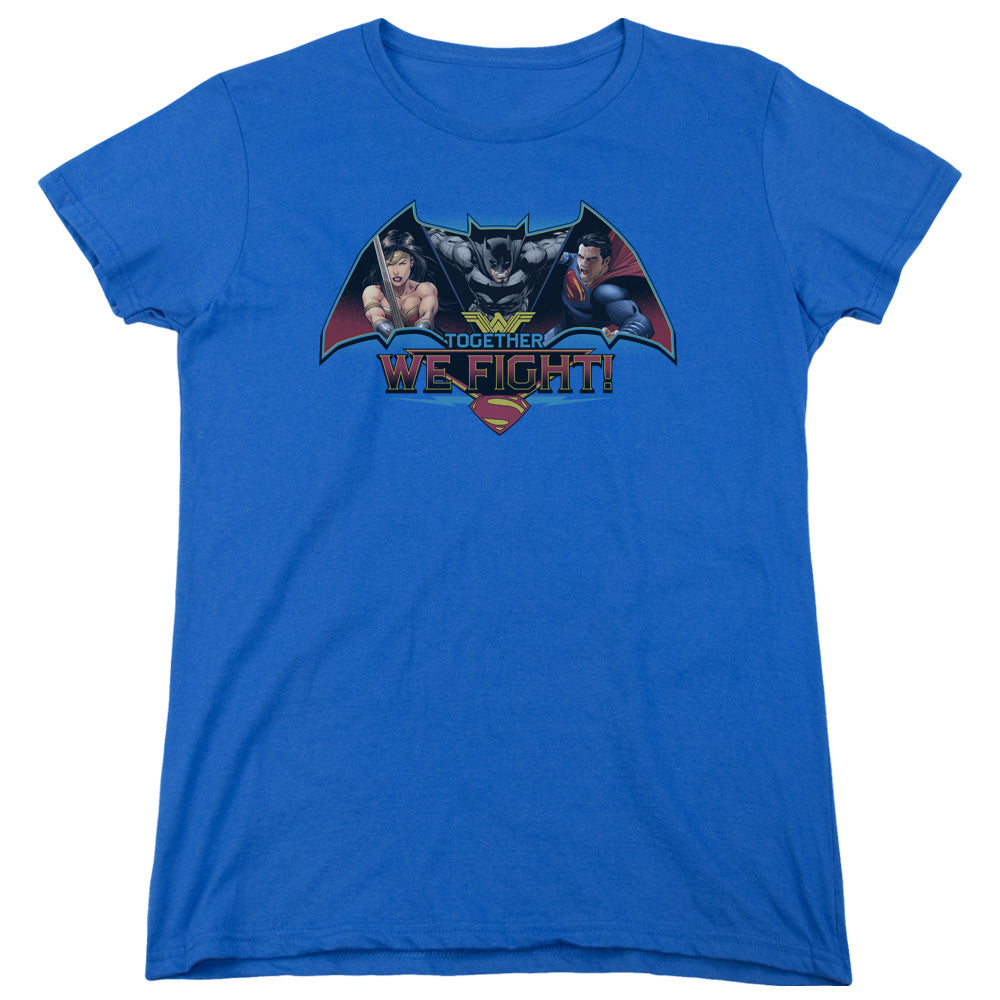 AN OFFCIALLY LICENSED BATMAN V SUPERMAN TOGETHER WE FIGHT WOMEN'S REGULAR FIT T-SHIRT ROYAL