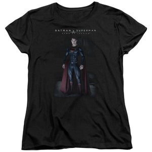 AN OFFCIALLY LICENSED BATMAN V SUPERMAN STAND TALL WOMEN'S REGULAR FIT T-SHIRT BLACK