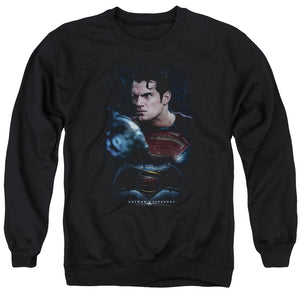 AN OFFCIALLY LICENSED BATMAN V SUPERMAN SUPER ANGRY ADULT UNISEX CREWNECK SWEATSHIRT BLACK