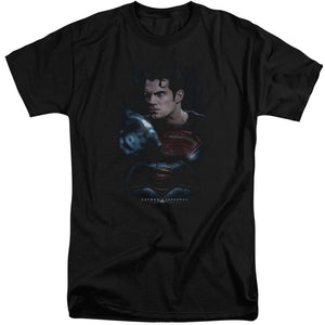 AN OFFCIALLY LICENSED BATMAN V SUPERMAN SUPER ANGRY MEN'S TALL FIT T-SHIRT BLACK