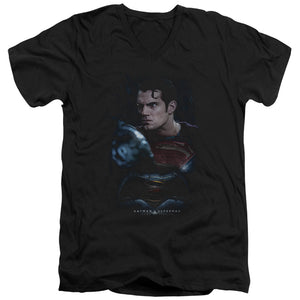 AN OFFCIALLY LICENSED BATMAN V SUPERMAN SUPER ANGRY MEN'S V-NECK T-SHIRT BLACK