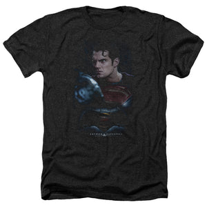 AN OFFCIALLY LICENSED BATMAN V SUPERMAN SUPER ANGRY MEN'S HEATHER T-SHIRT CHARCOAL
