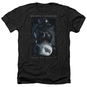 AN OFFCIALLY LICENSED BATMAN V SUPERMAN SIGNAL MEN'S HEATHER T-SHIRT CHARCOAL