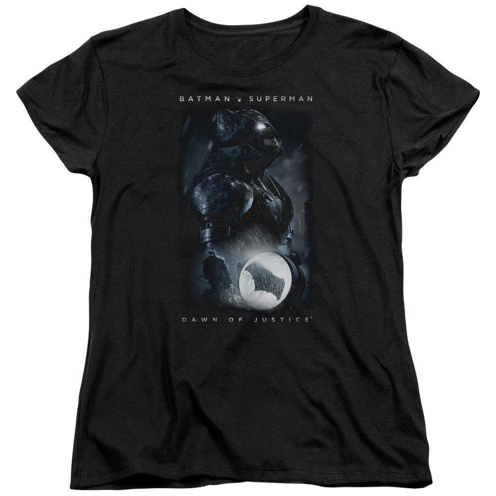 AN OFFCIALLY LICENSED BATMAN V SUPERMAN SIGNAL WOMEN'S REGULAR FIT T-SHIRT BLACK