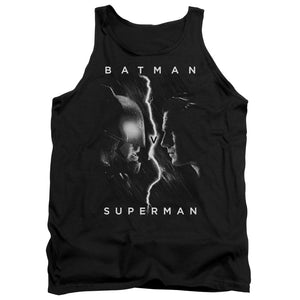 AN OFFCIALLY LICENSED BATMAN V SUPERMAN FACE TO FACE ADULT UNISEX TANK TOP BLACK