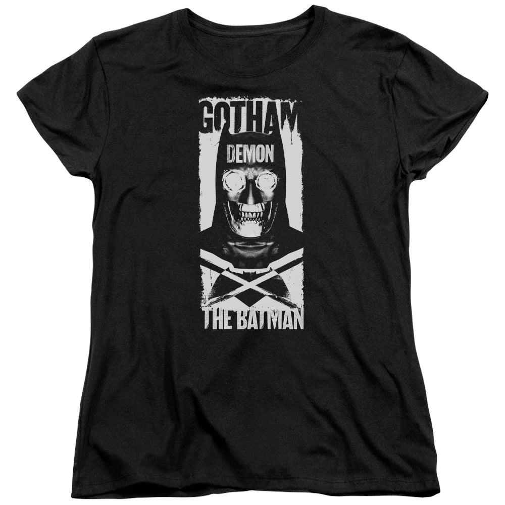 AN OFFCIALLY LICENSED BATMAN V SUPERMAN DEMON BAT WOMEN'S REGULAR FIT T-SHIRT BLACK