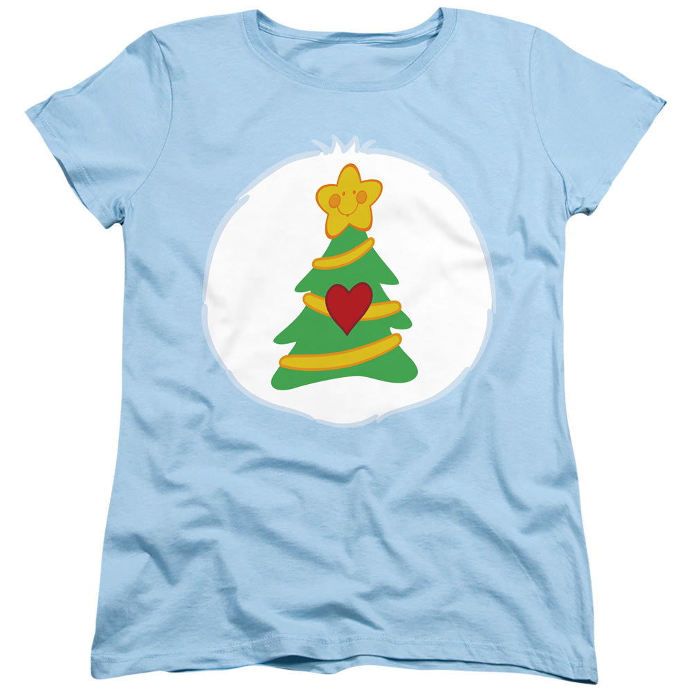 AN OFFCIALLY LICENSED CARE BEARS CHRISTMAS WISHES BELLY WOMEN'S REGULAR FIT T-SHIRT LIGHT BLUE