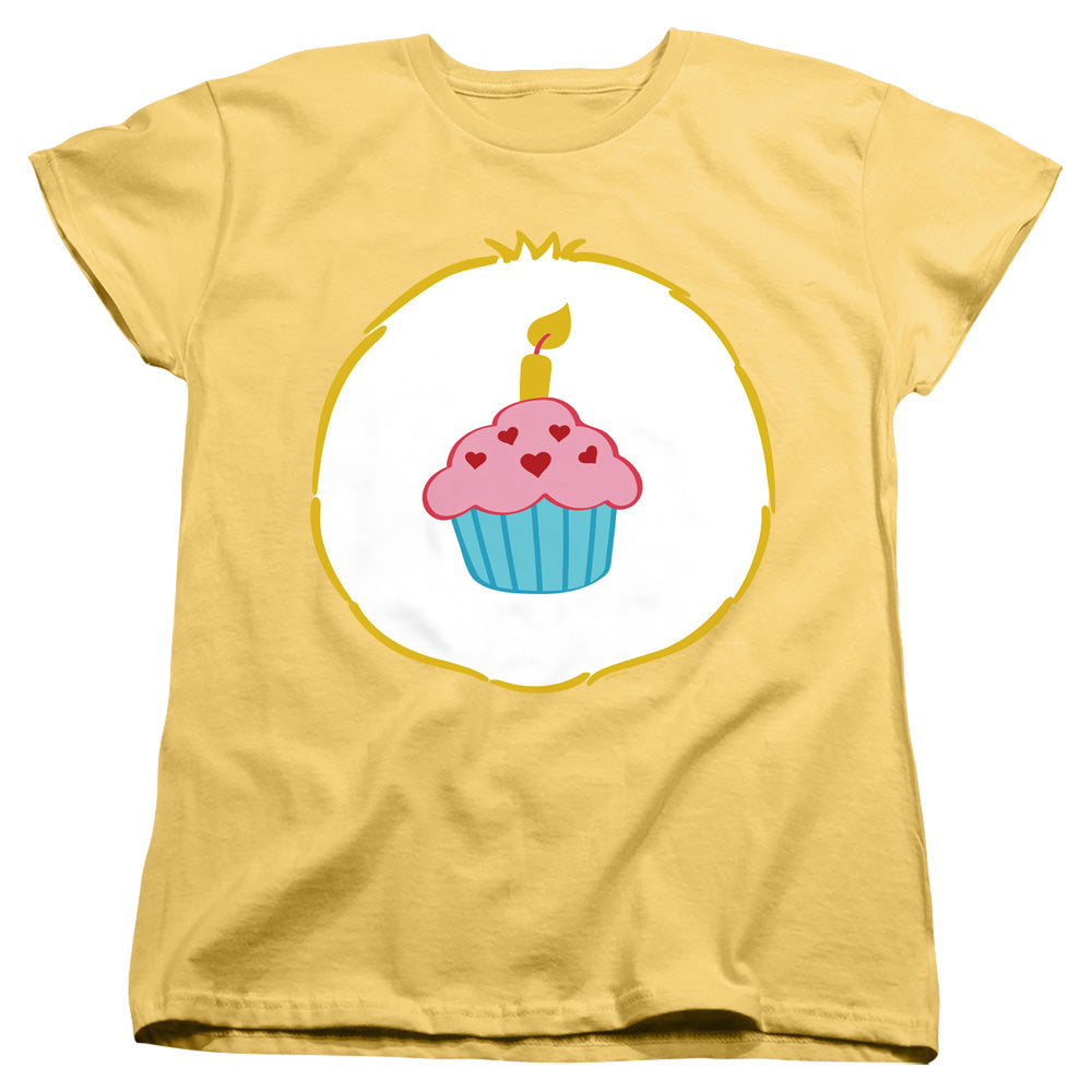 AN OFFCIALLY LICENSED CARE BEARS BIRTHDAY BELLY WOMEN'S REGULAR FIT T-SHIRT BANANA