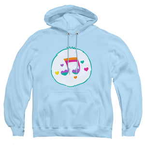 AN OFFCIALLY LICENSED CARE BEARS HEART SONG BELLY ADULT UNISEX PULLOVER HOODIE LIGHT BLUE