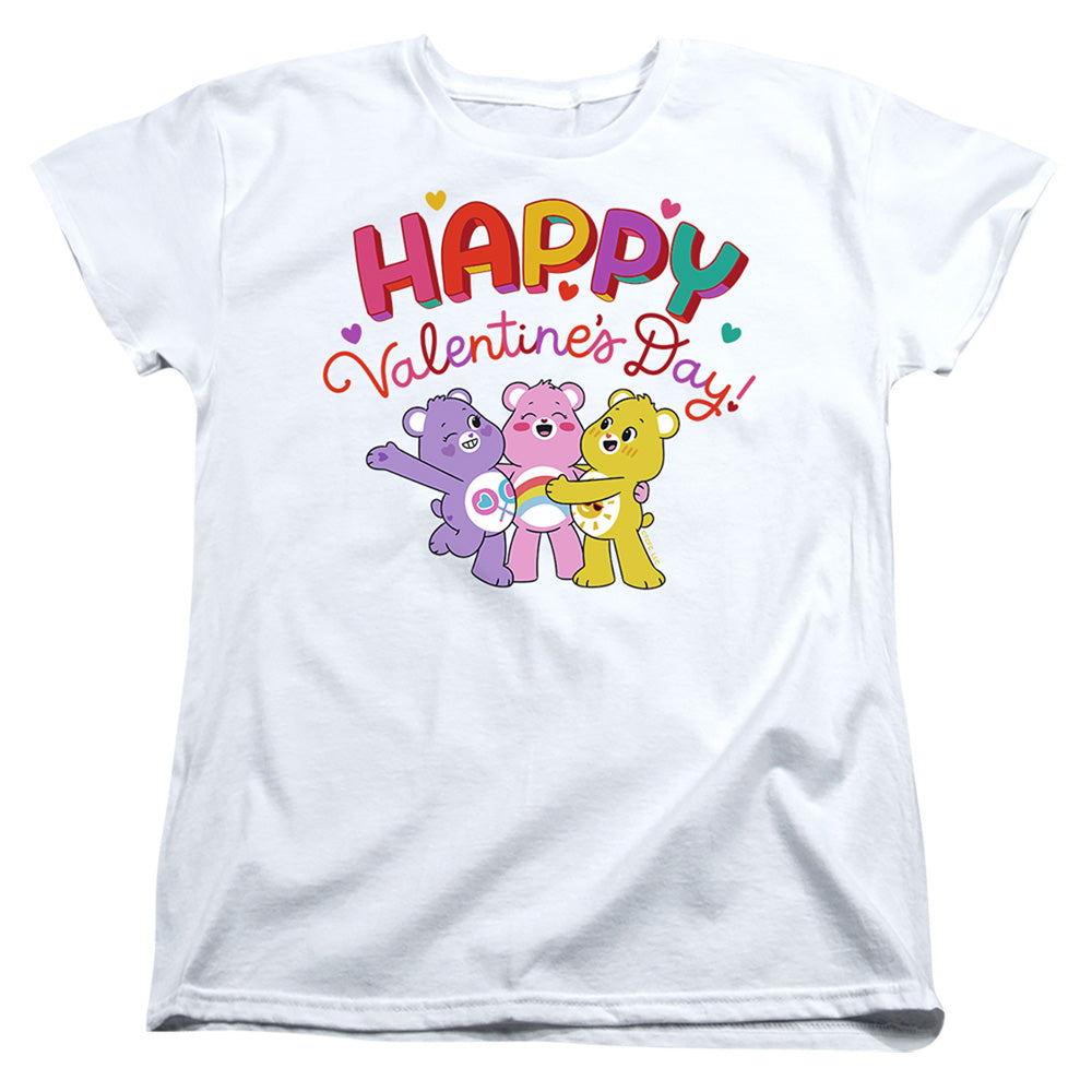 AN OFFCIALLY LICENSED CARE BEARS HAPPY VALENTINE'S DAY WOMEN'S REGULAR FIT T-SHIRT WHITE