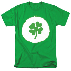 AN OFFCIALLY LICENSED CARE BEARS GOOD LUCK BELLY MEN'S REGULAR FIT T-SHIRT KELLY GREEN