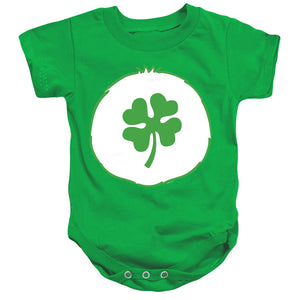 AN OFFCIALLY LICENSED CARE BEARS GOOD LUCK BELLY BABY BODYSUIT KELLY GREEN