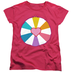 AN OFFCIALLY LICENSED CARE BEARS HOPEFUL HEART BELLY WOMEN'S REGULAR FIT T-SHIRT HOT PINK